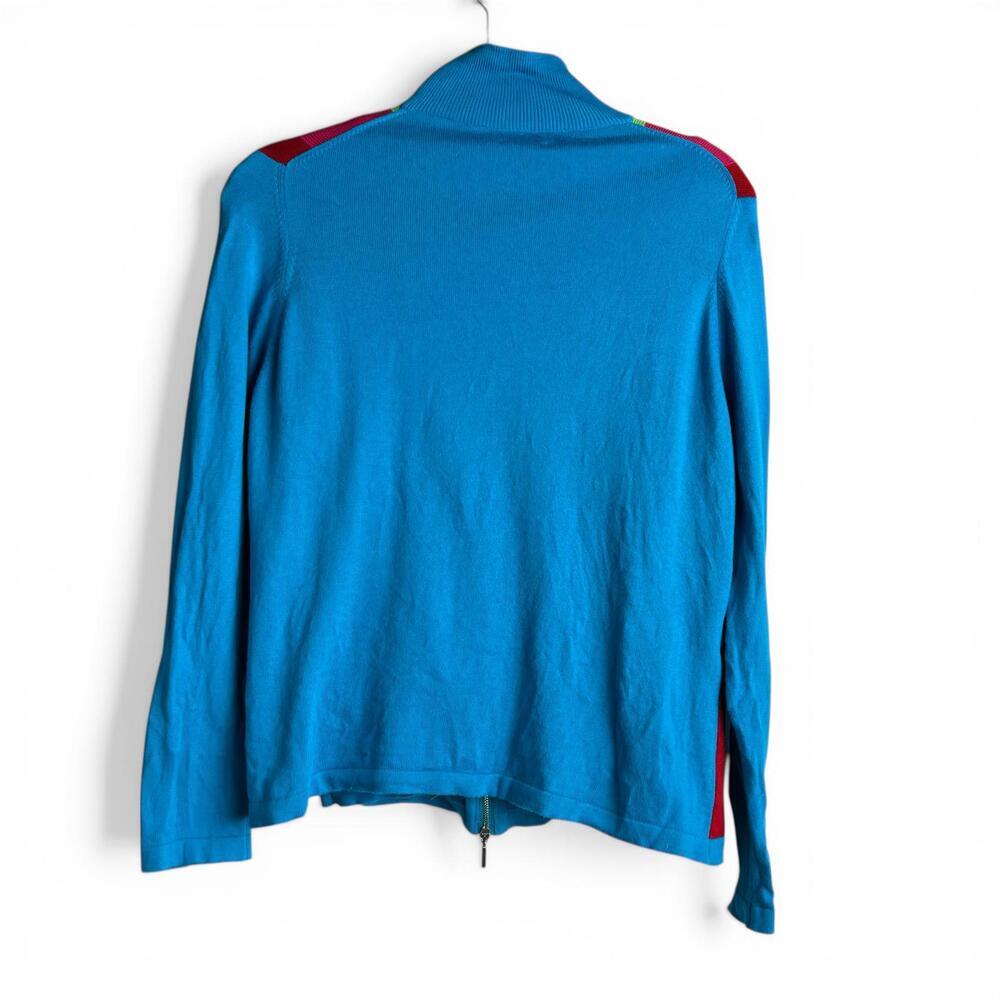 Vintage Two-Piece Sweater Set with Zip-Up Striped Cardigan and Sleeveless Top - Picture 2 of 6